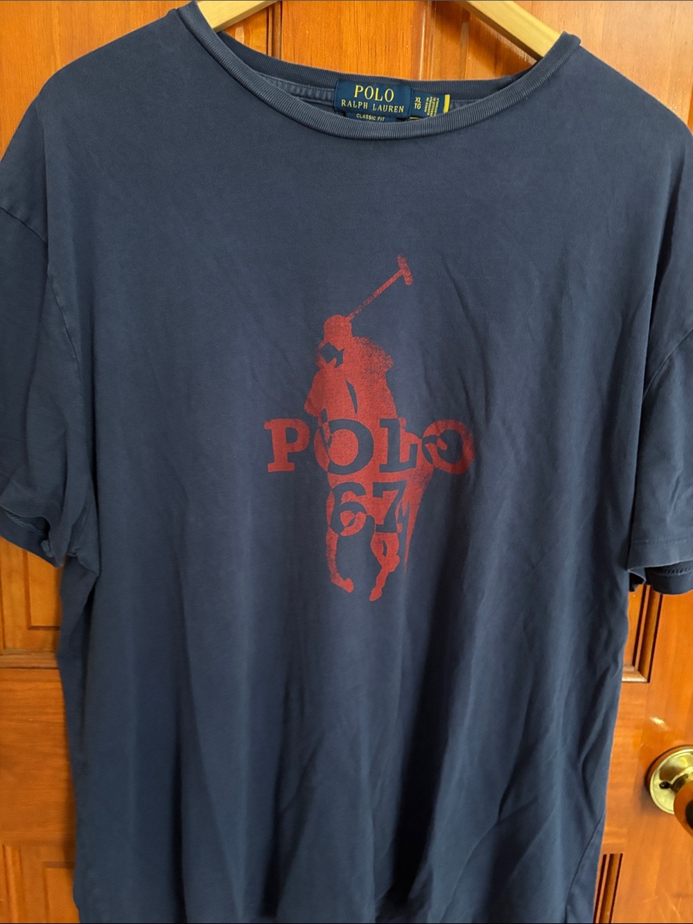 Polo by Ralph Lauren Navy Short-Sleeve Tee with Red Polo 67 Graphic